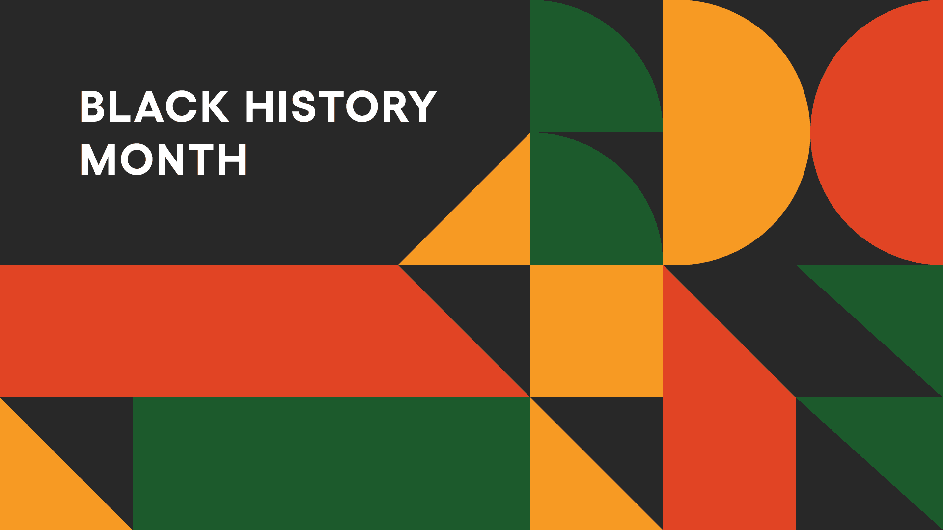 Black History Month image featuring Amplitude's geometric motifs in the black, red, green, and yellow of Black History Month.