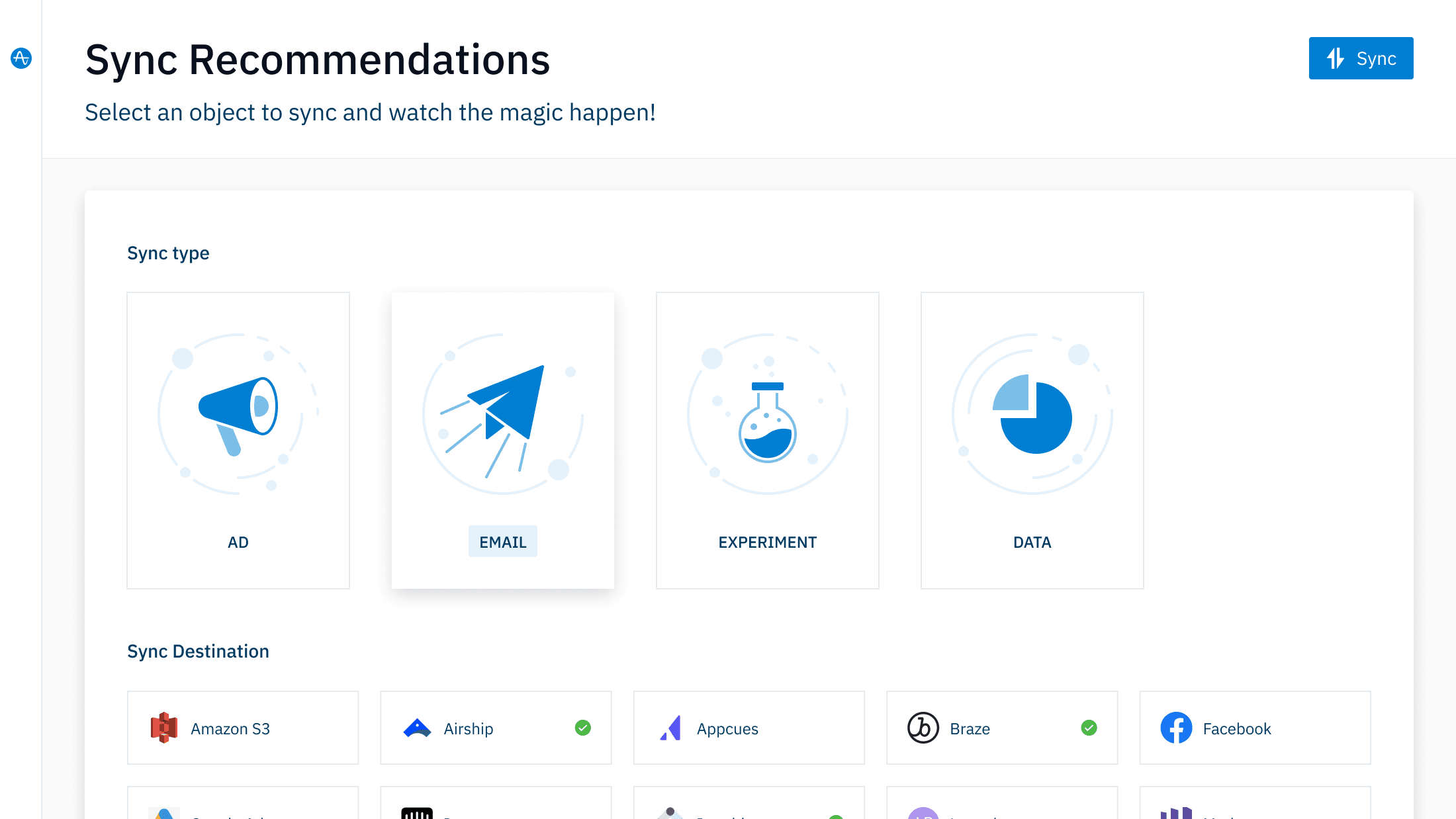 ターゲットを絞った体験を提供するための同期の推奨