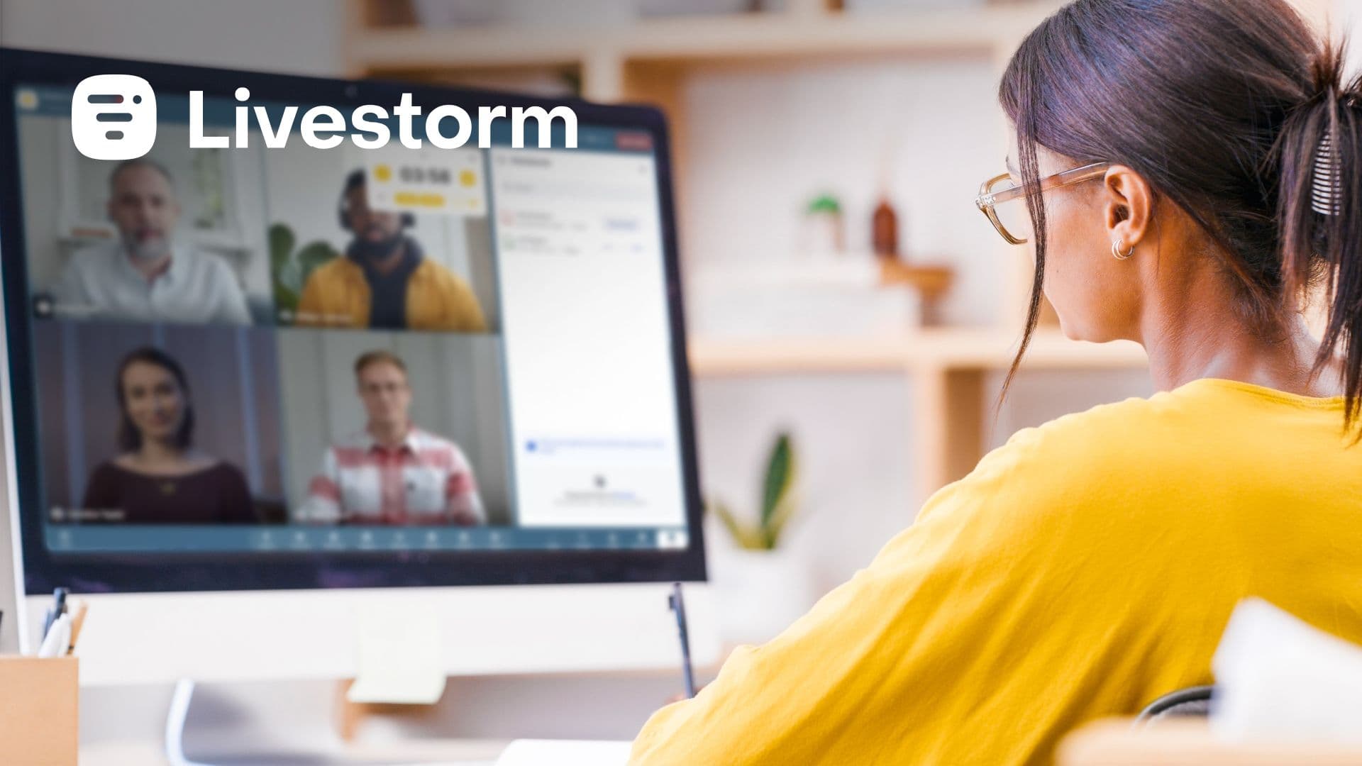 Woman at computer in a video call