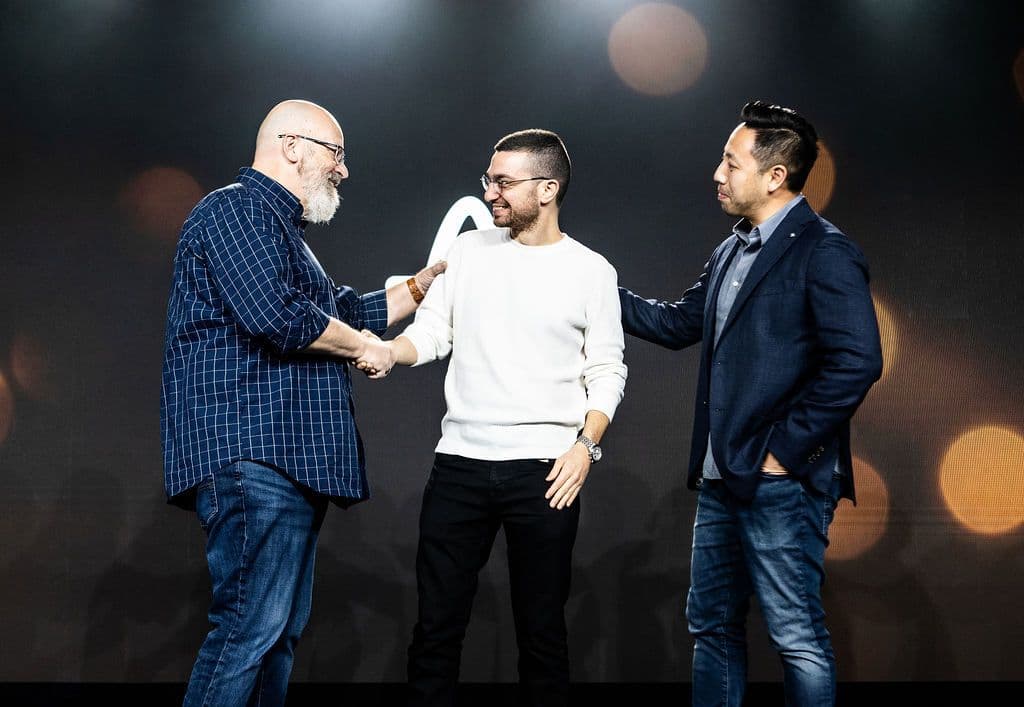 Wade Chambers, Daniel Meler, and Chris Yu anouncing the InfiniGrow acquisition.