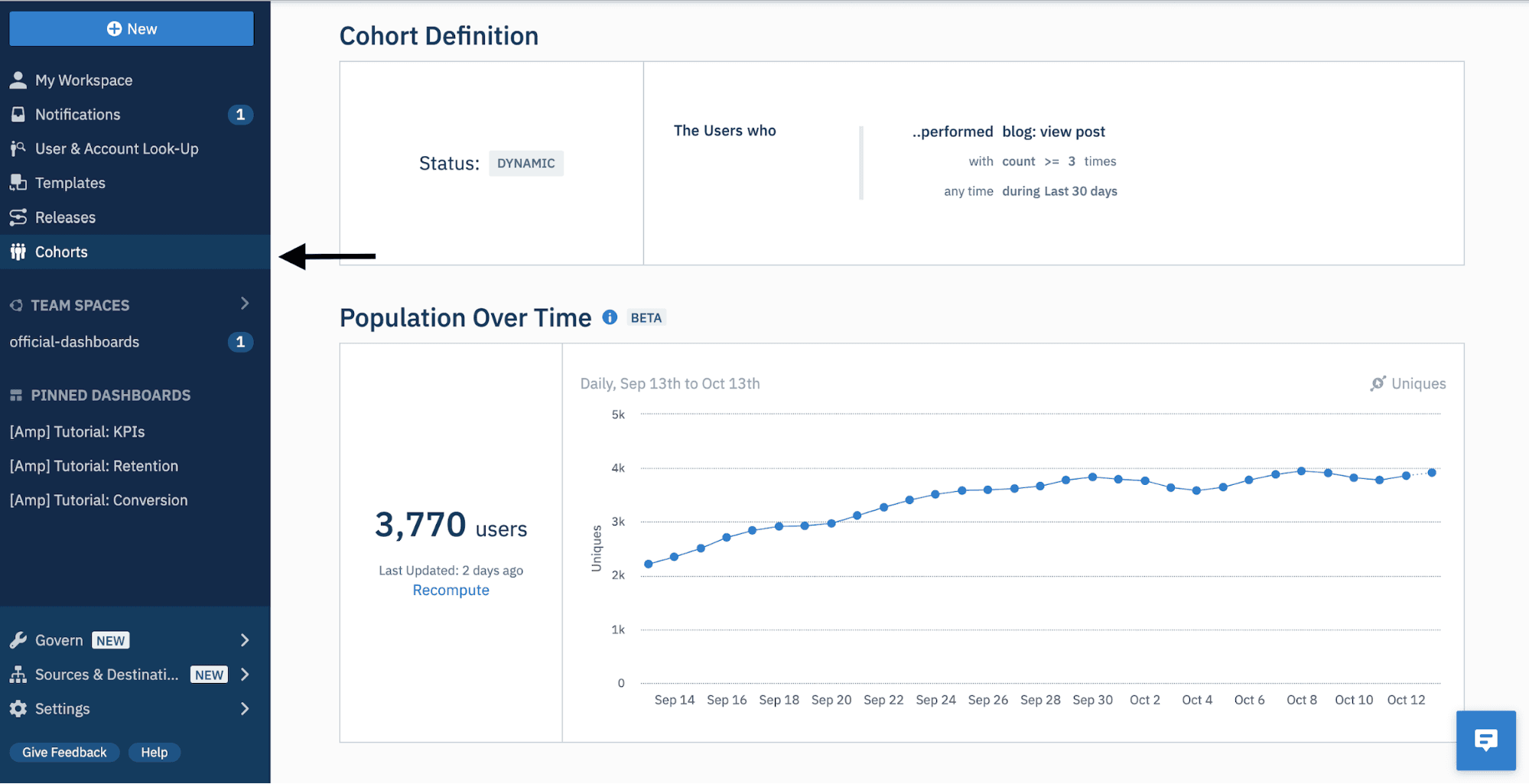 cohorts screenshot - release notes september 2020