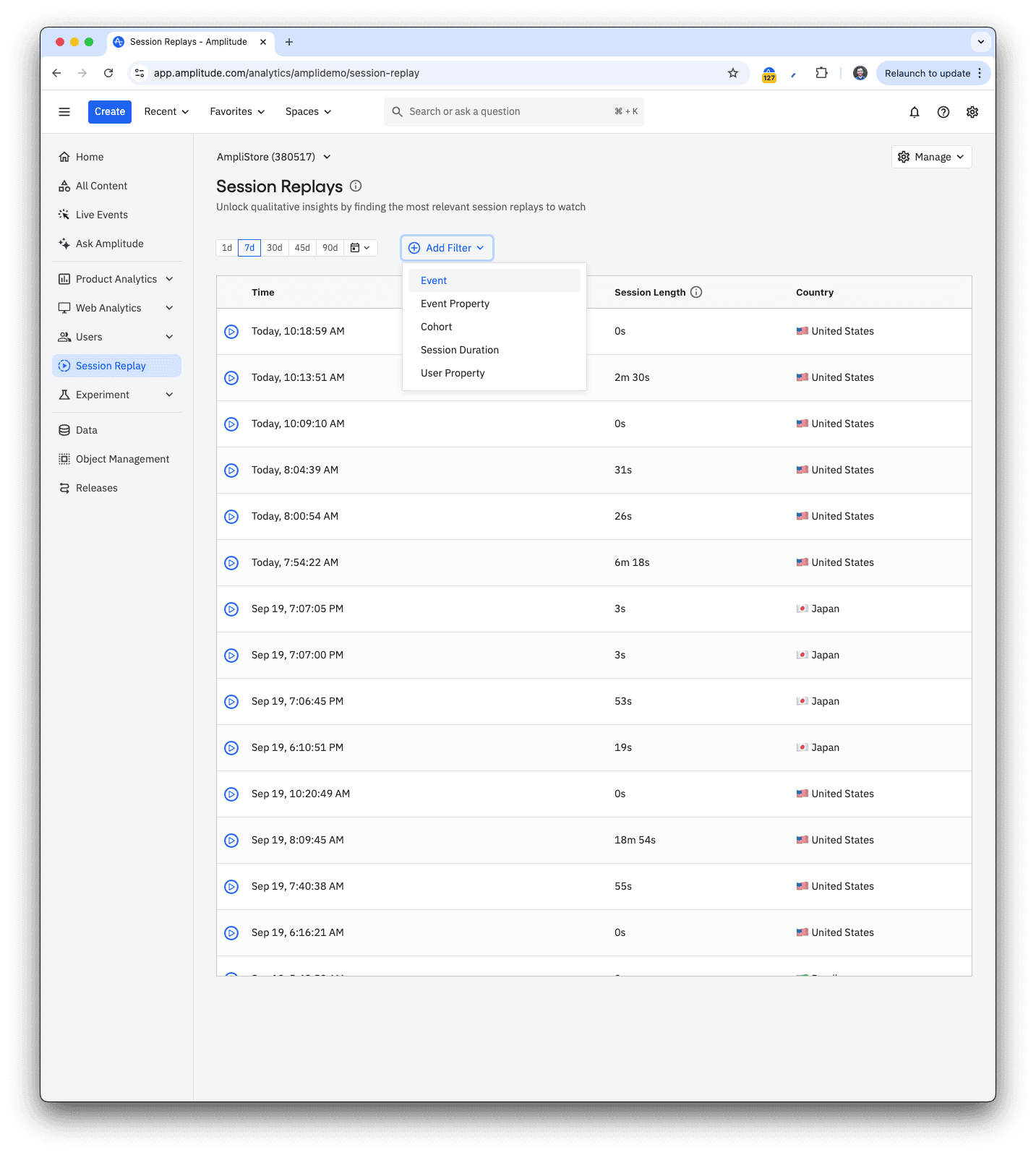 Creating a Session Replay event