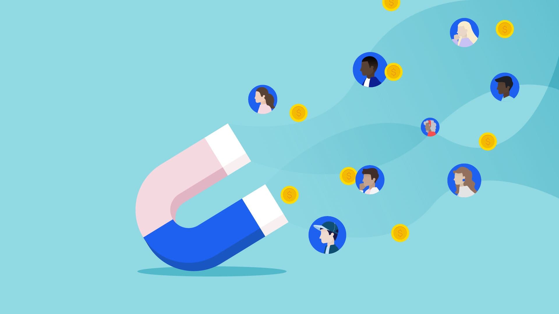 An illustration of the way digital customer acquisition strategies draw new users