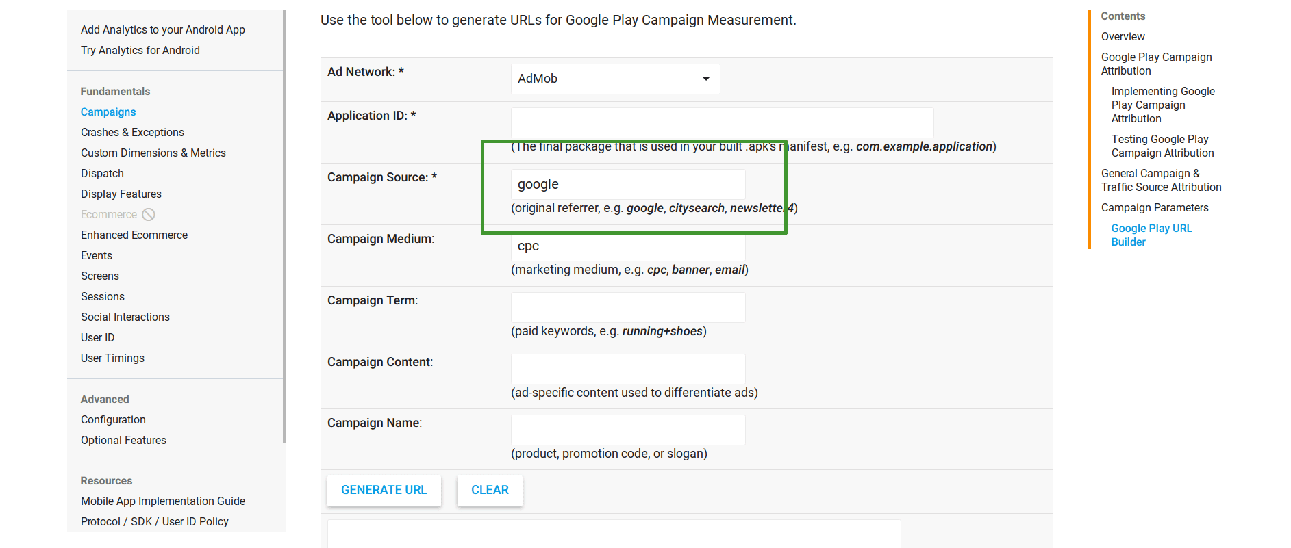Google Play dashboard