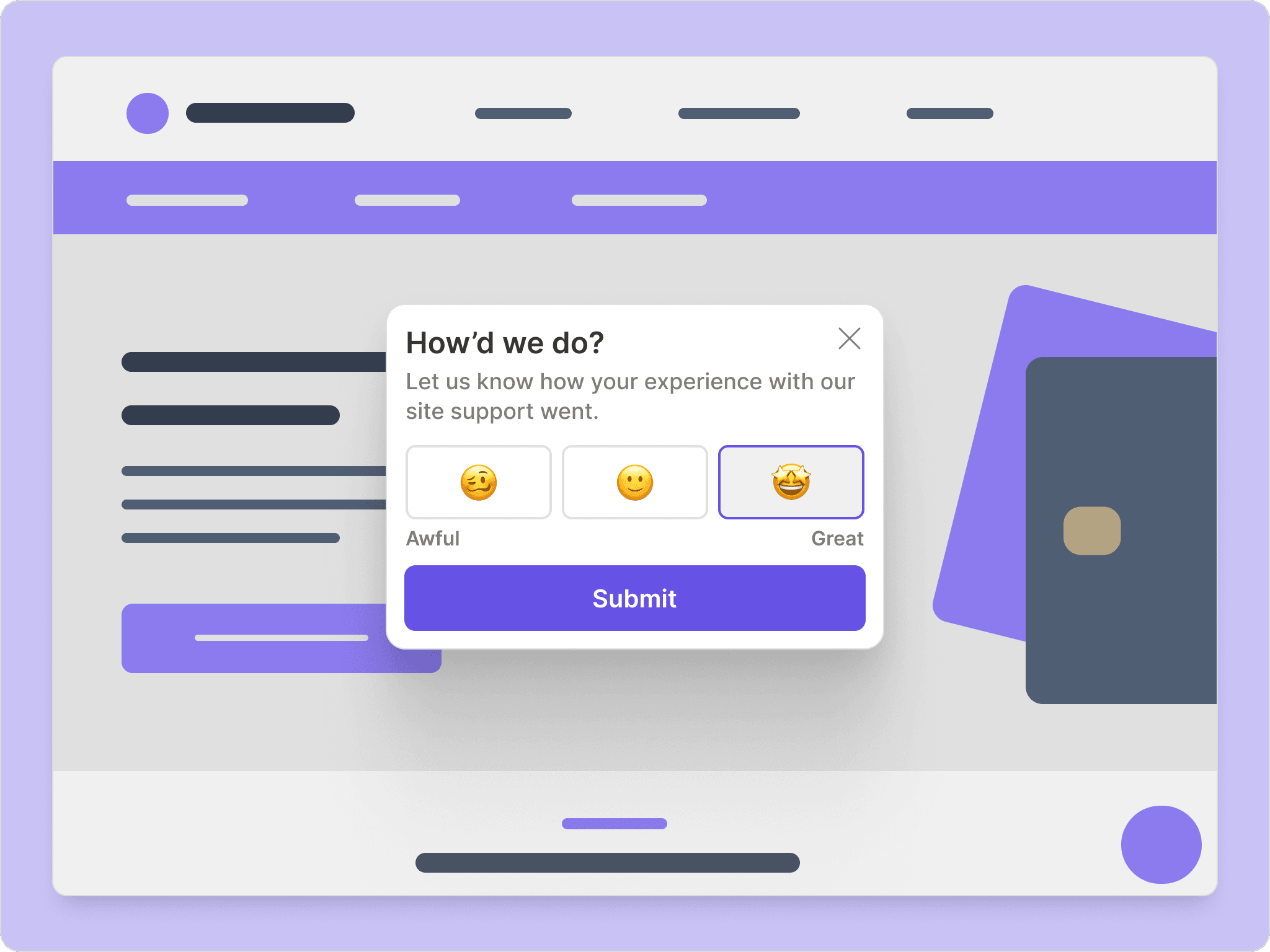 In-app guides and surveys interface showing user engagement tools
