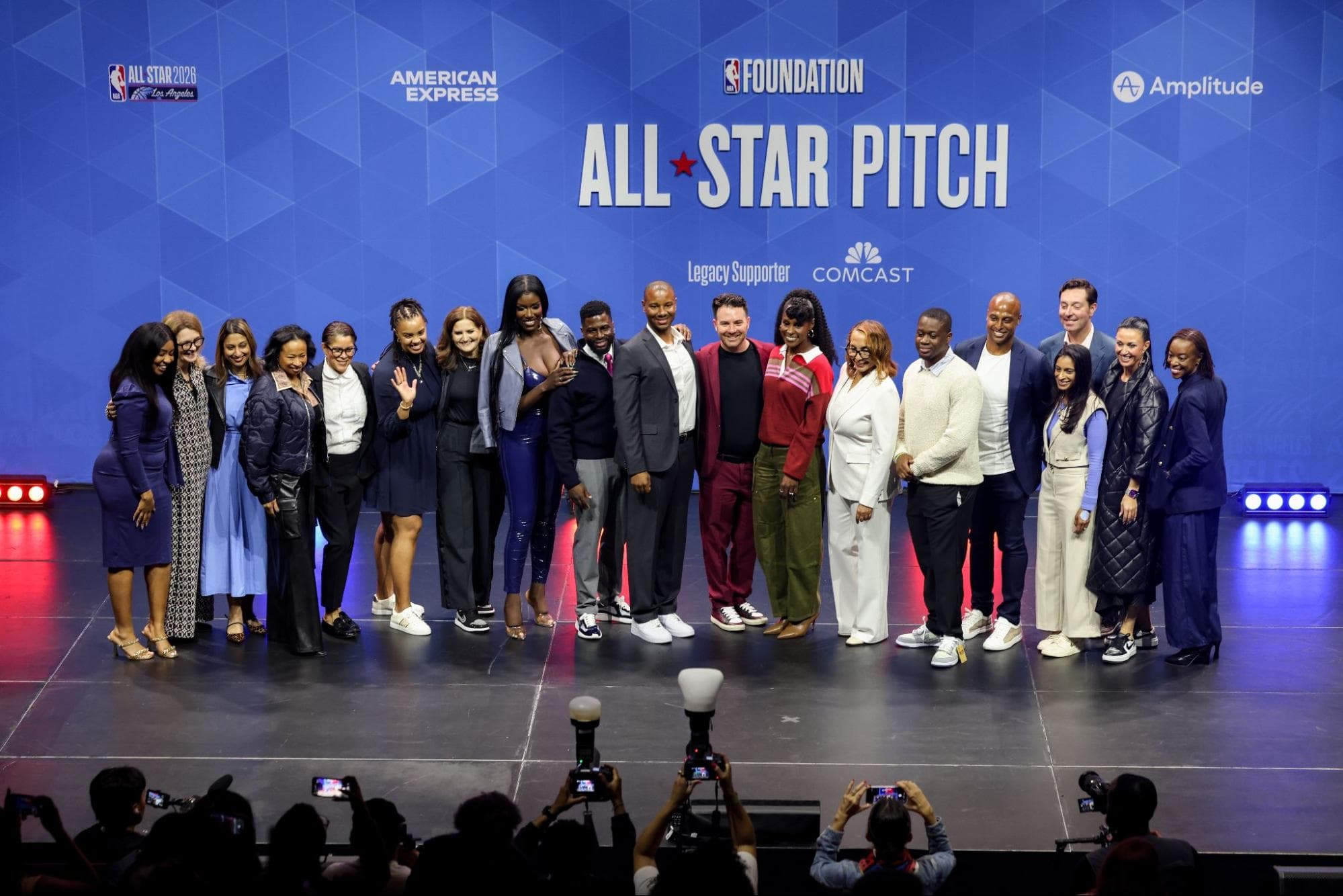 The judges, All-Star Pitch finalists, NBA Foundation, and partners including Amplitude