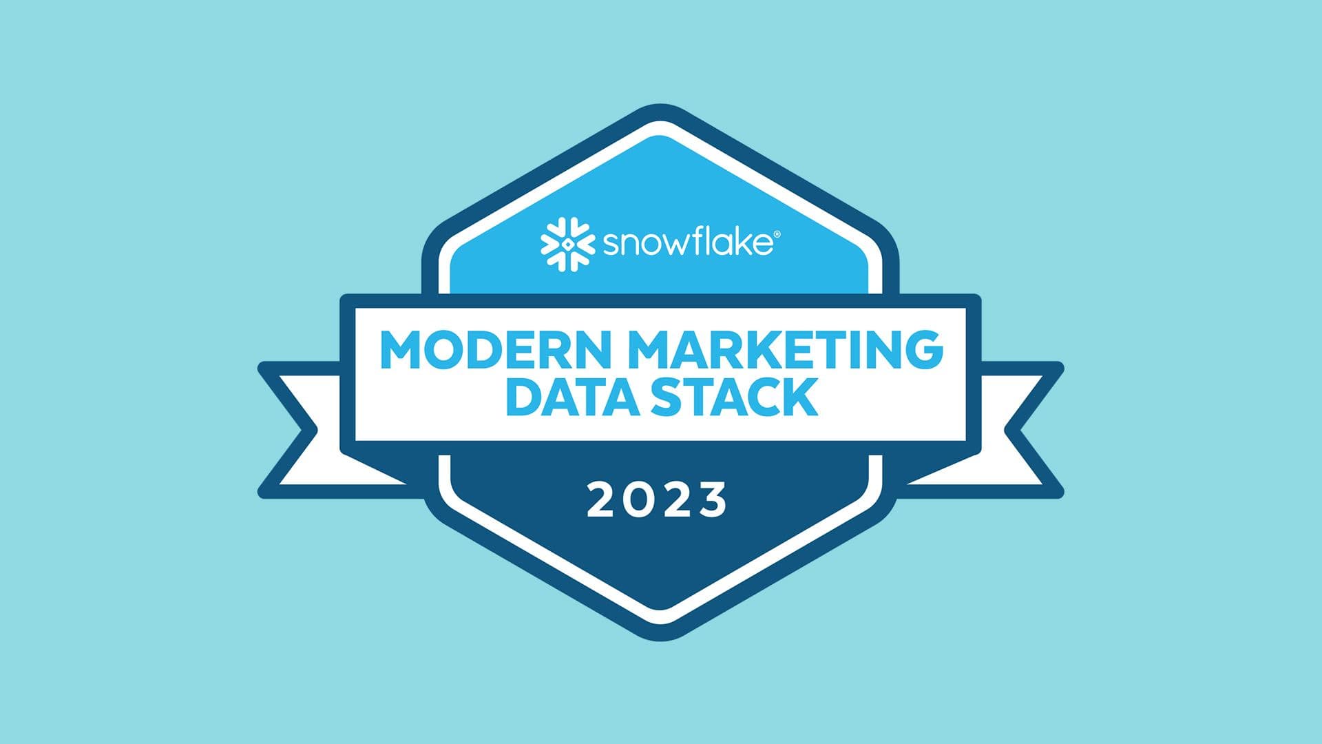 Snowflake Modern Marketing Data Stack 2023 on blue background