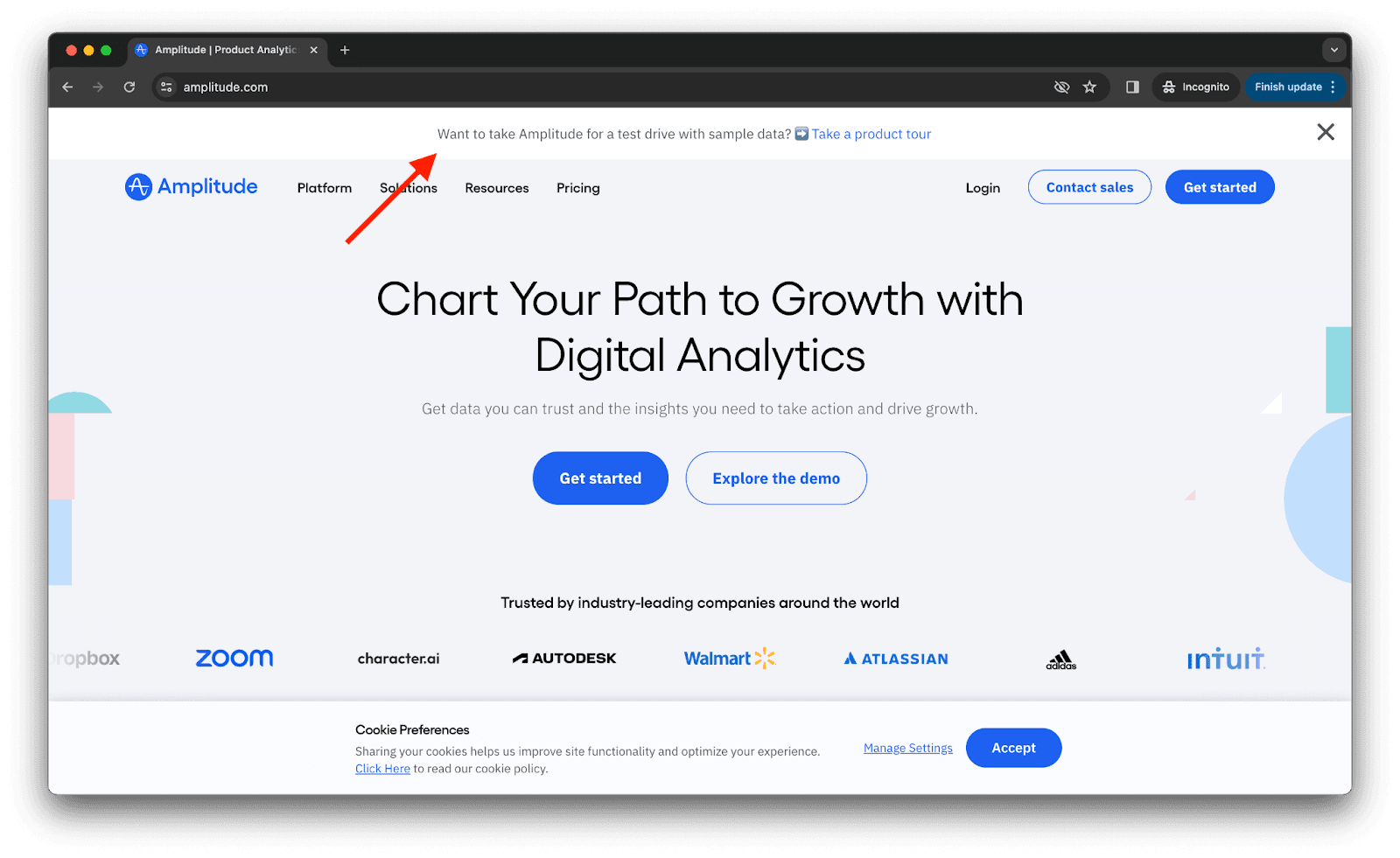 Amplitude website "Butter Bar"