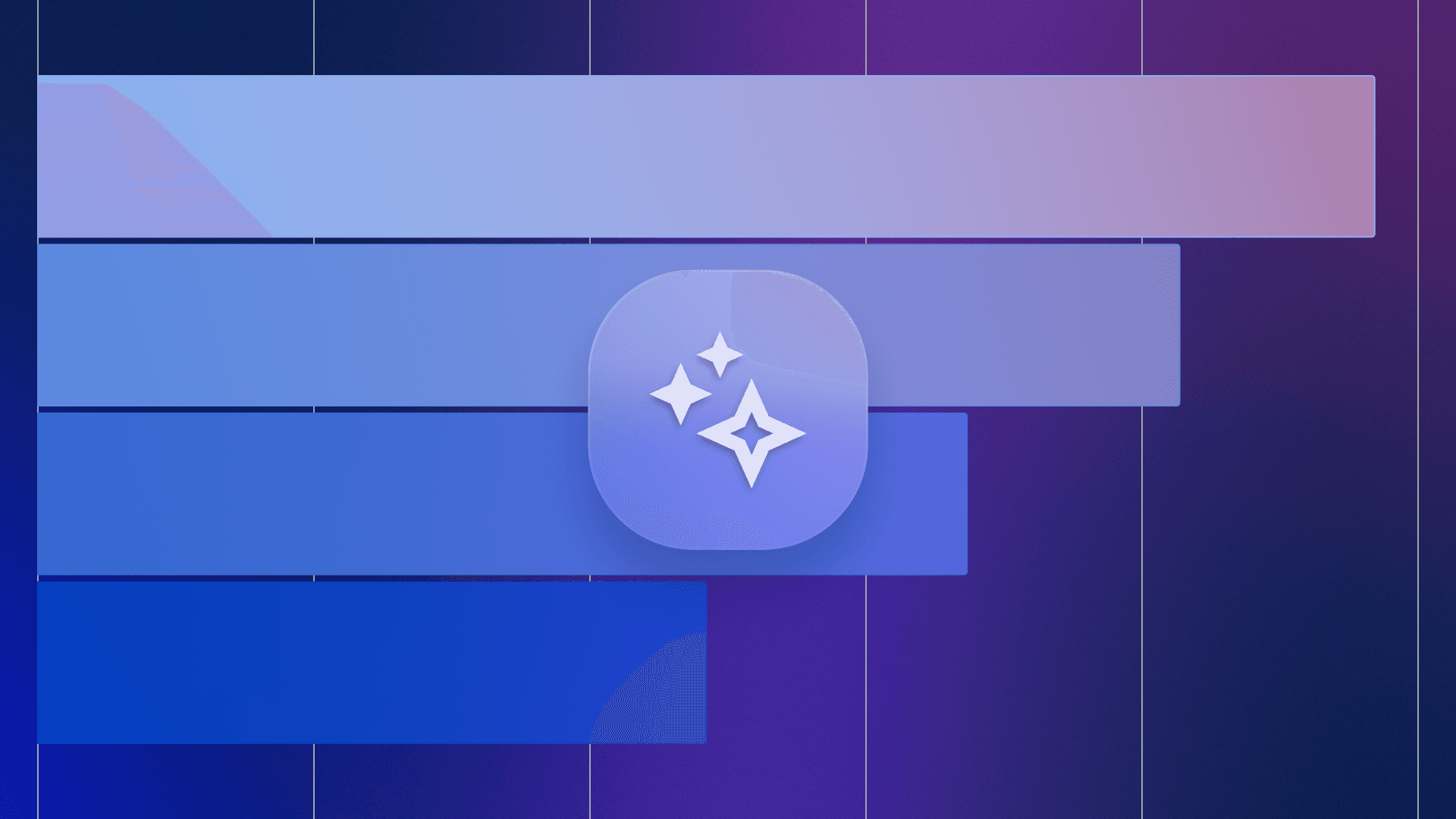 Four horizontal bar charts with an AI icon on top