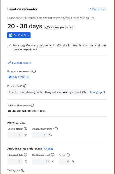 Duration estimator feature in Amplitude