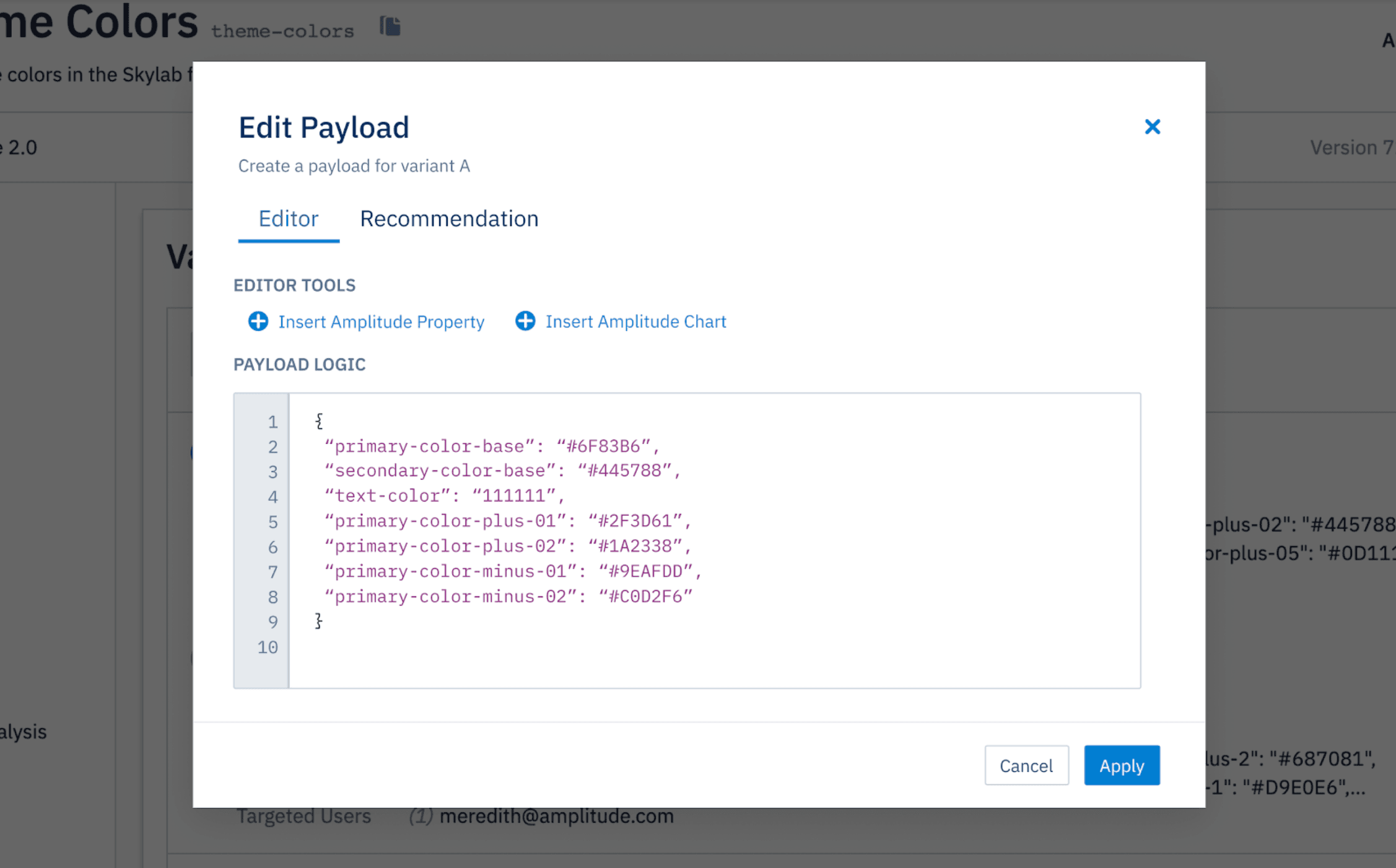 Amplitude Experiment Payloads
