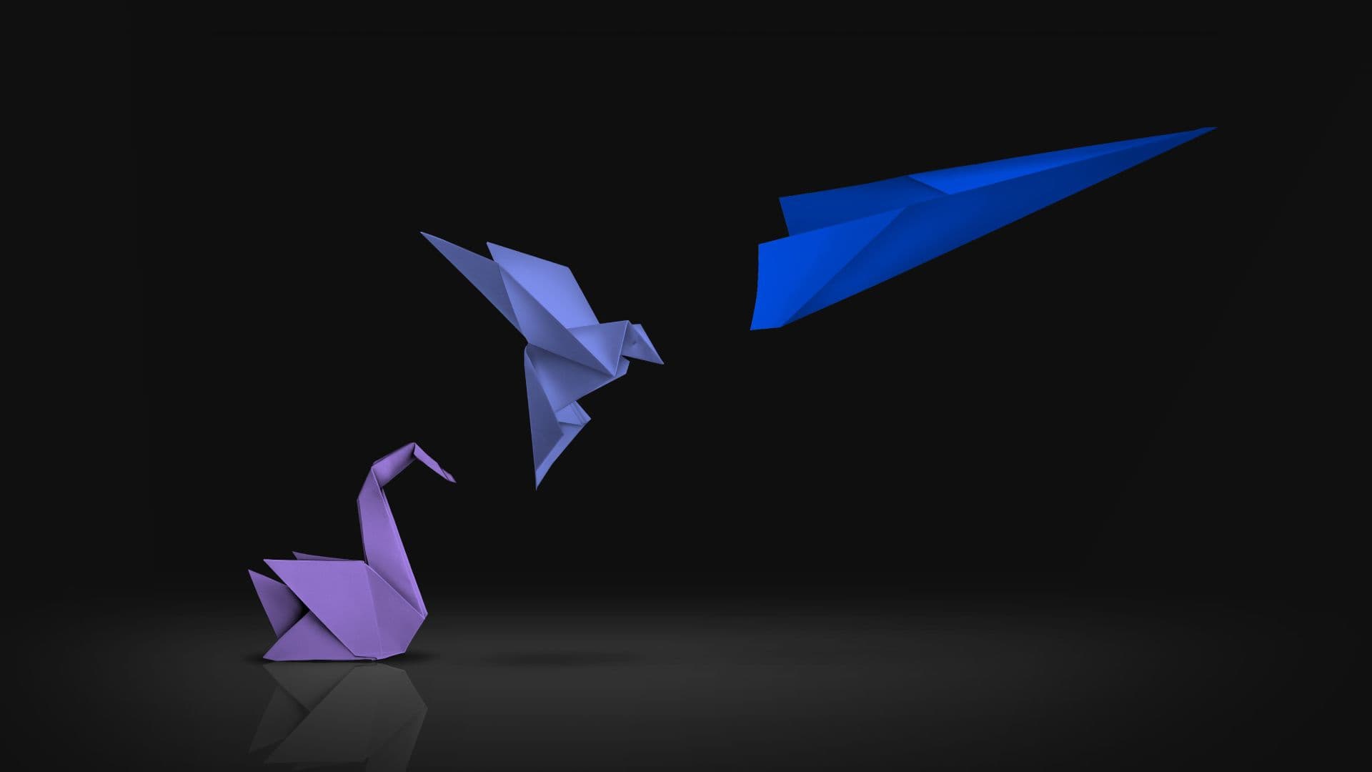 paper crane turning into paper airplane