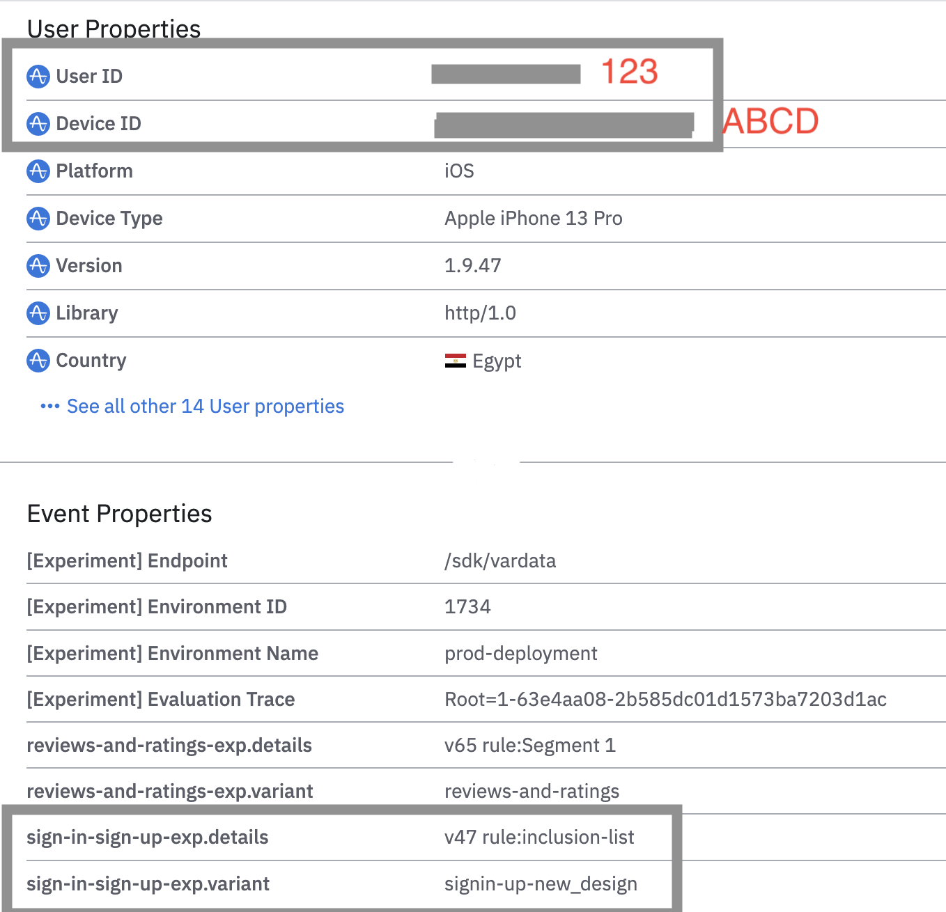 A user who has a user ID matches the inclusion list and receives the `signin-up-new_design` experience.
