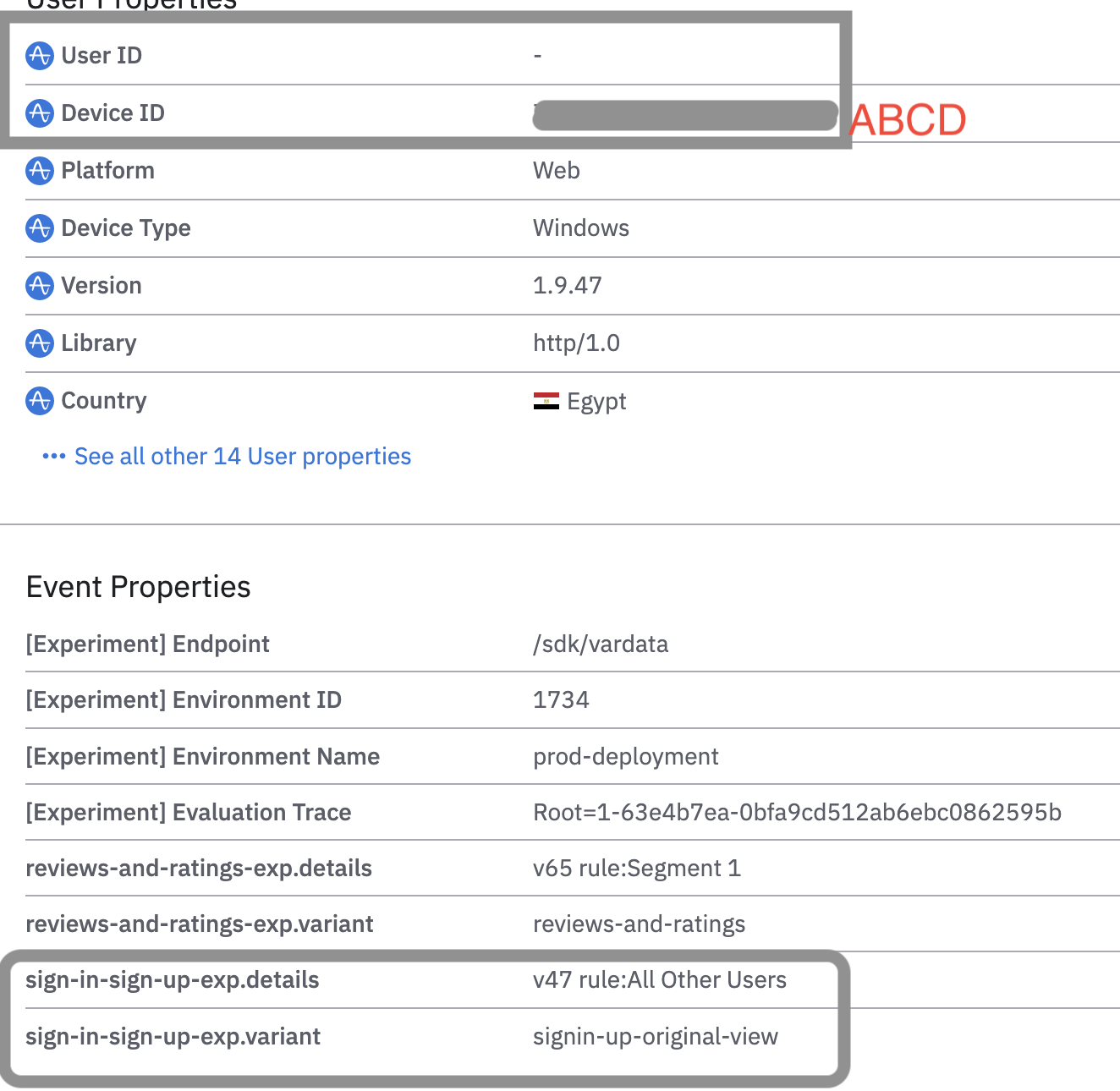 A user with no user ID doesn't match the inclusion list, falls into the "all other users" segment, and receives the `signin-up-original-view` experience.